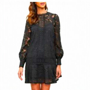 Woman Black dress from Lipsy long lace sleeve size 4